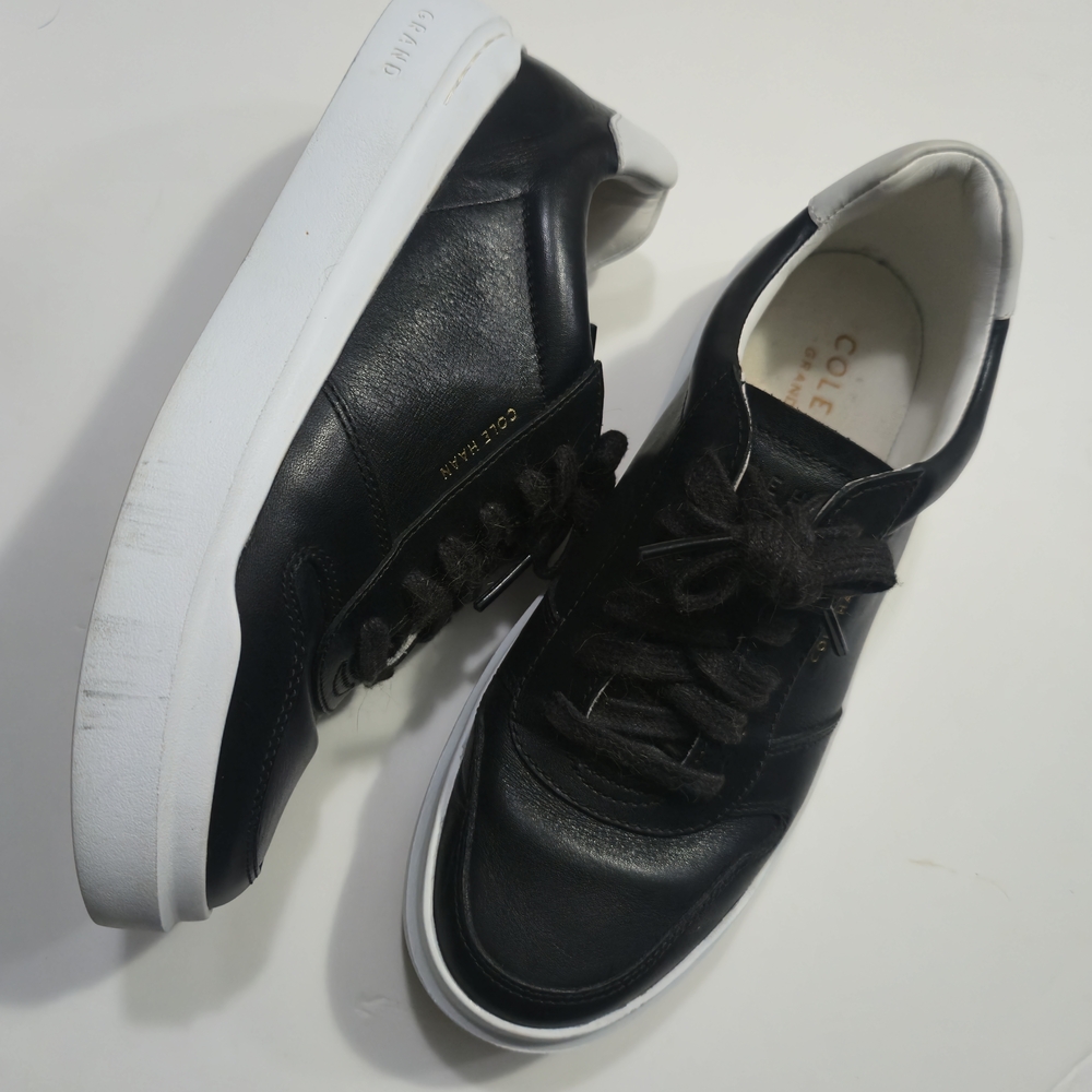 Cole Haan Black Leather Sneakers with White Soles